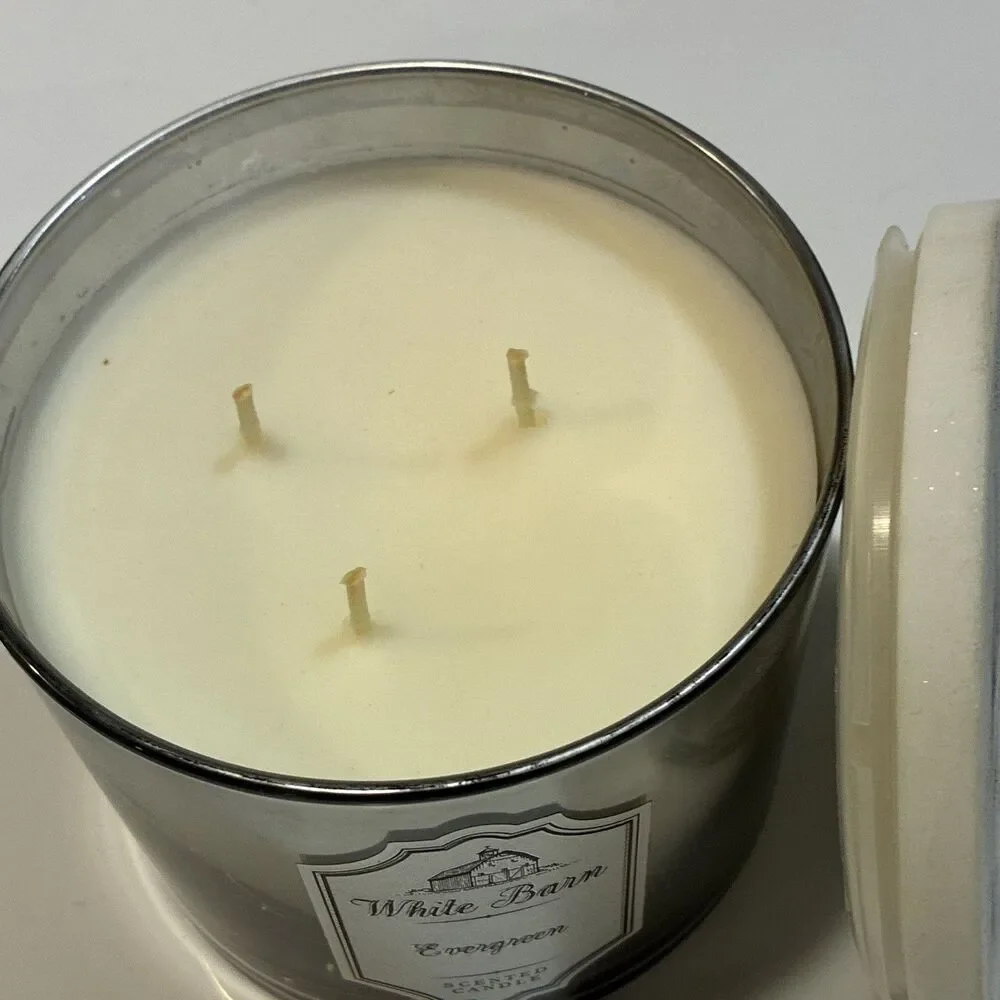 White Barn Evergreen Scented 3-Wick Jar Candle Large Silver 14.5 oz